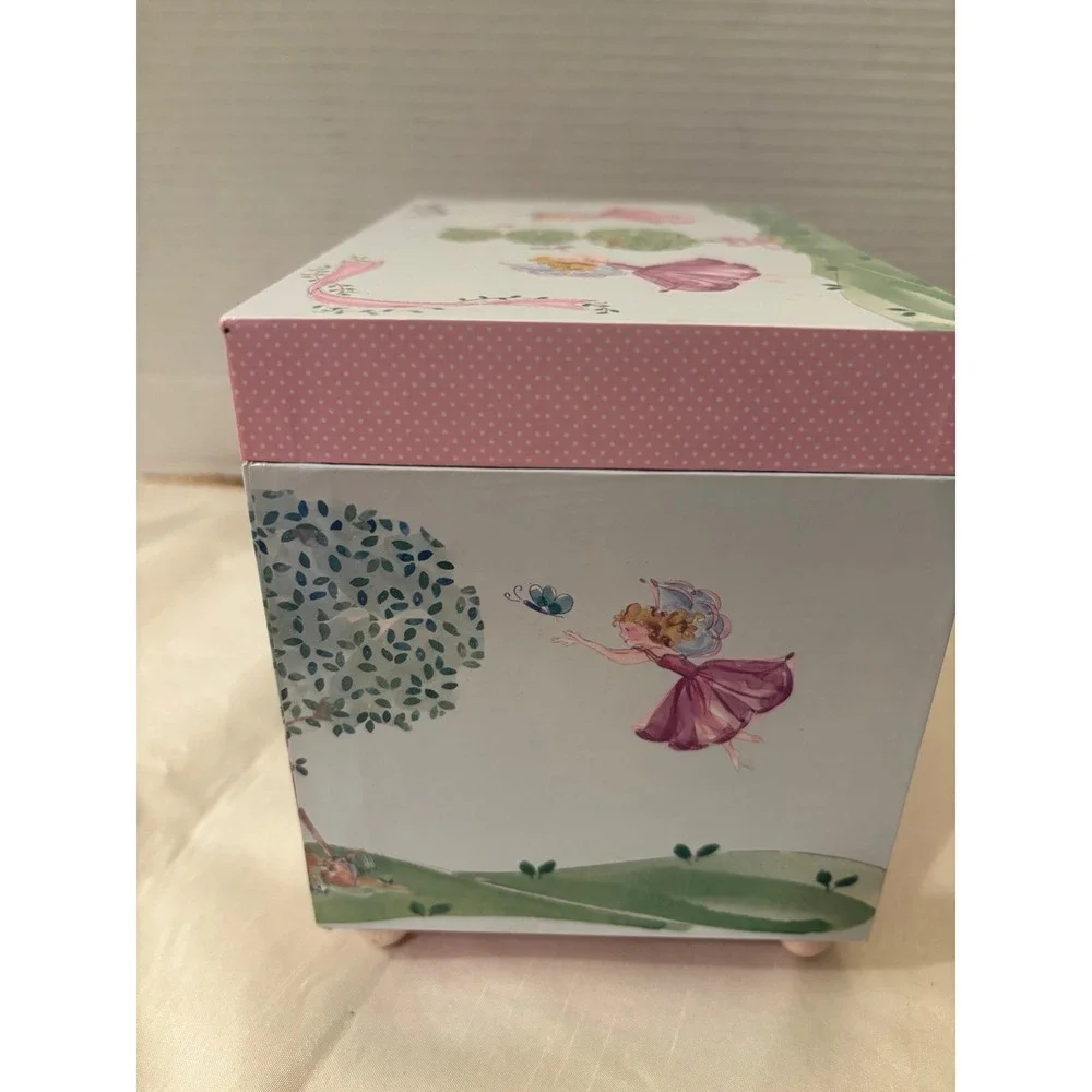 Fairy Garden Musical Jewelry Box with Spinning Ballerina and Two Drawers Pink